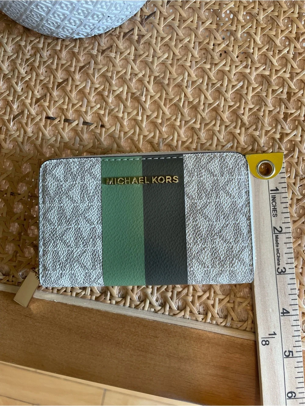 Michael Kors Small Jet Set Zip-Around Card Case Wallet: Vanilla, Sage, Olive